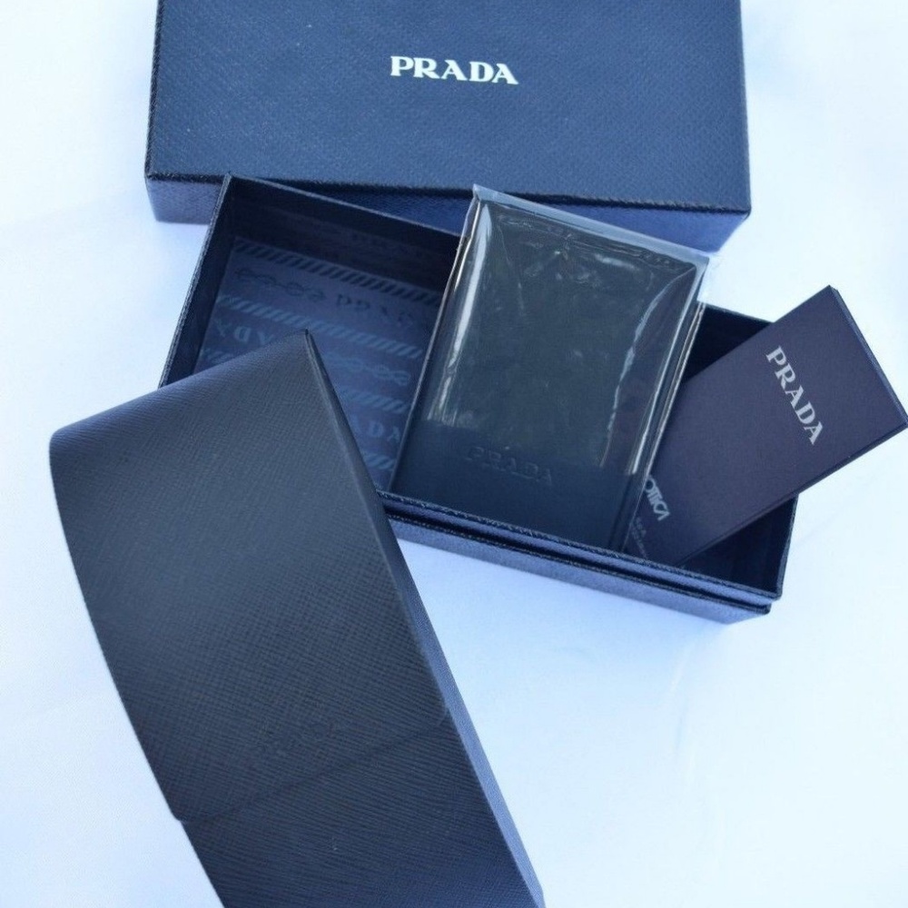 Prada Sunglasses Case Set,Black Magnetic Clamshell,Boxed,Cleaning Cloth,AuthCard - Picture 5 of 13